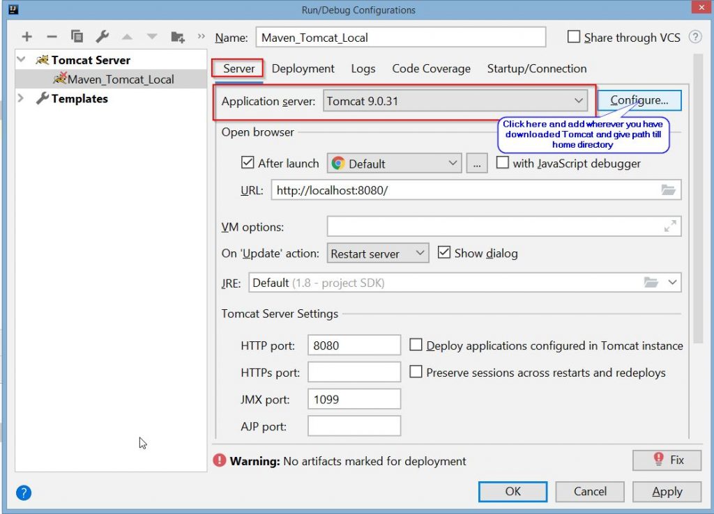 Configure Tomcat Server IntelliJ TechiWorks